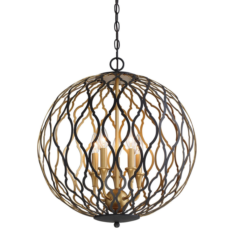 Minka-Lavery 2405-680 Gilded Glam Five Light Pendant, Sand Coal Main Image.jpg