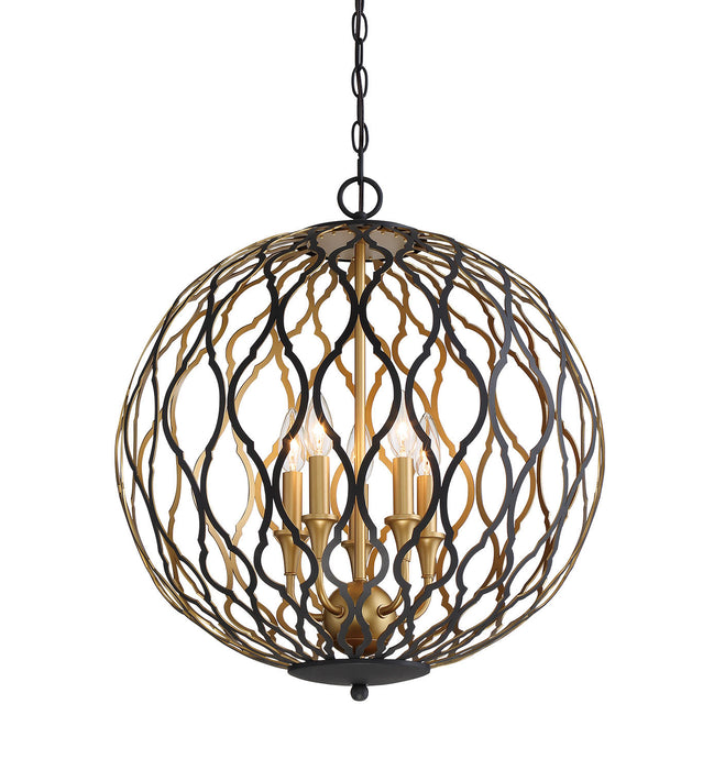 Minka-Lavery 2405-680 Gilded Glam Five Light Pendant, Sand Coal Main Image.jpg