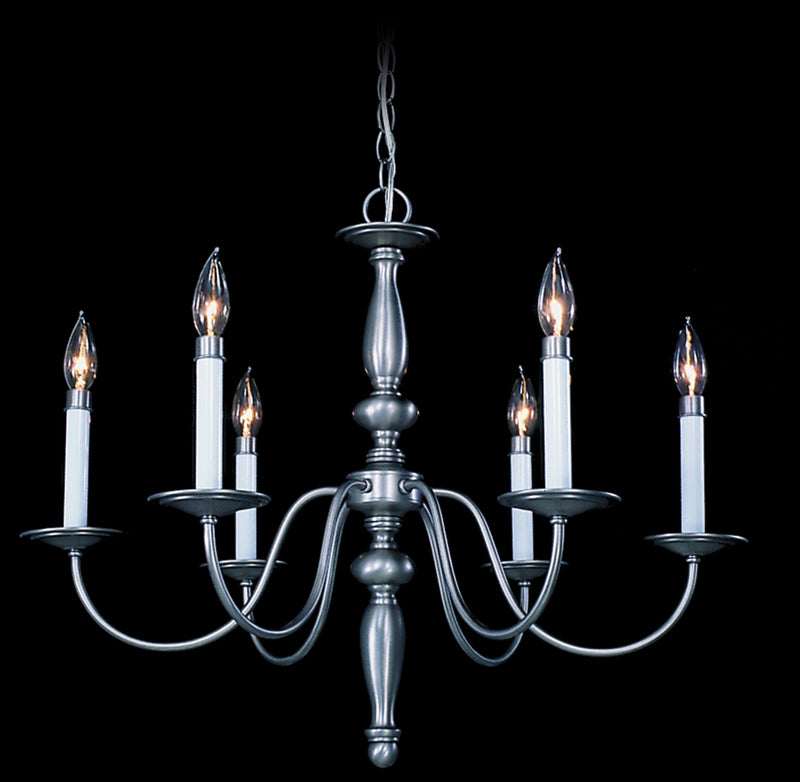 Framburg 7916 SP Jamestown Six Light Chandelier, Satin Pewter Main Image.jpg