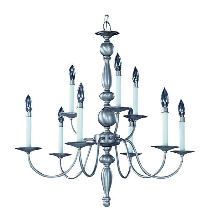 Framburg 7919 SP Jamestown Nine Light Chandelier, Satin Pewter Main Image.jpg