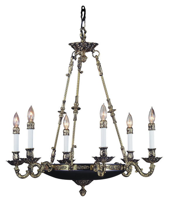 Framburg 8706 FB Napoleonic Six Light Chandelier, French Brass Main Image.jpg