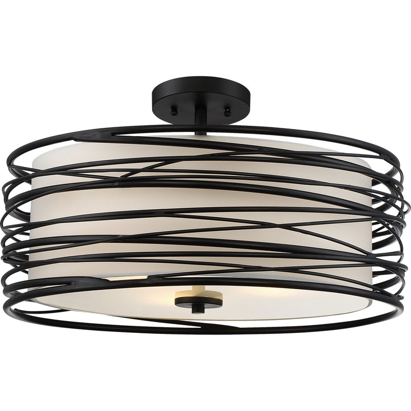 Quoizel SPL1720K Spiral Three Light Semi-Flush Mount, Mystic Black Main Image.jpg