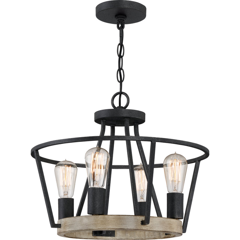 Quoizel BRT2817GK Brockton Four Light Pendant, Grey Ash Main Image.jpg