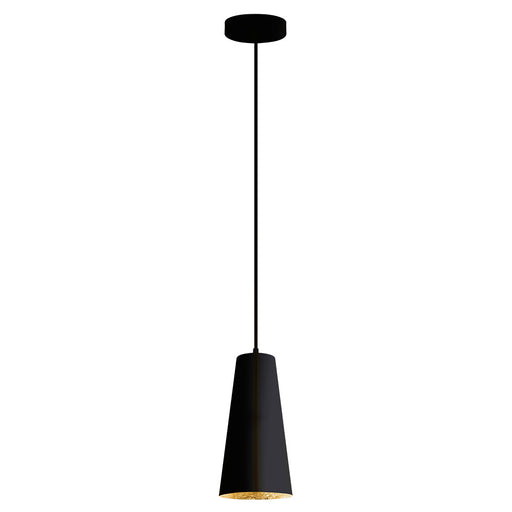 Eglo USA 204365A Pratella 1 One Light Pendant Structured Black exterior & gold leaf interior Main Image.jpg
