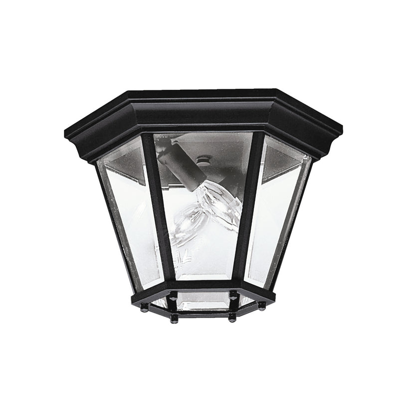 Kichler 9850BK Two Light Outdoor Ceiling Mount, Black