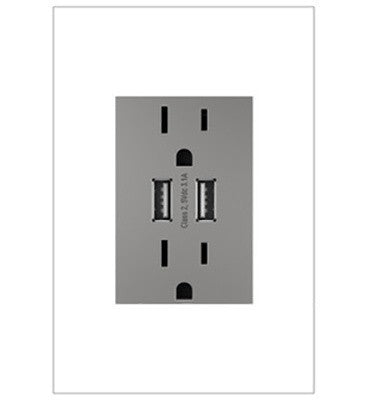 adorne® ARTRUSB153M4 Dual-USB Outlet , Magnesium Main Image.jpg