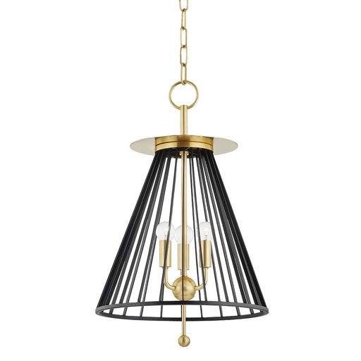 Hudson Valley 1014-AGB/BK Cagney Three Light Pendant, Aged Brass/Black Main Image.jpg