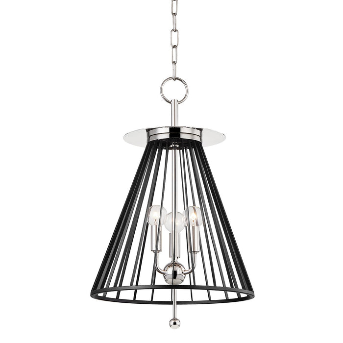 Hudson Valley 1014-PN/BK Cagney Three Light Pendant, Polished Nickel/Black Main Image.jpg