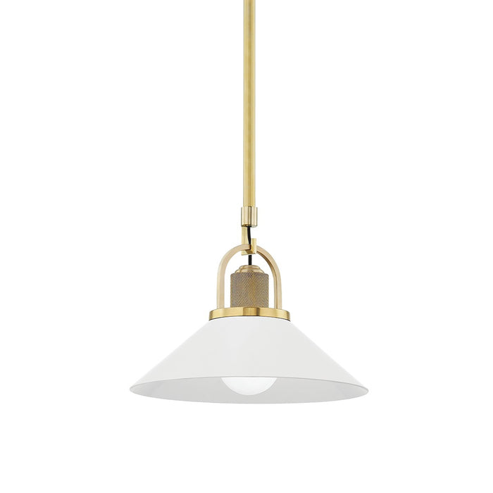 Hudson Valley 2613-AGB/WH Syosset One Light Pendant, Aged Brass/Soft Off White Main Image.jpg