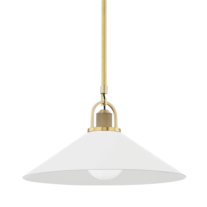 Hudson Valley 2620-AGB/WH Syosset One Light Pendant, Aged Brass/Soft Off White Main Image.jpg