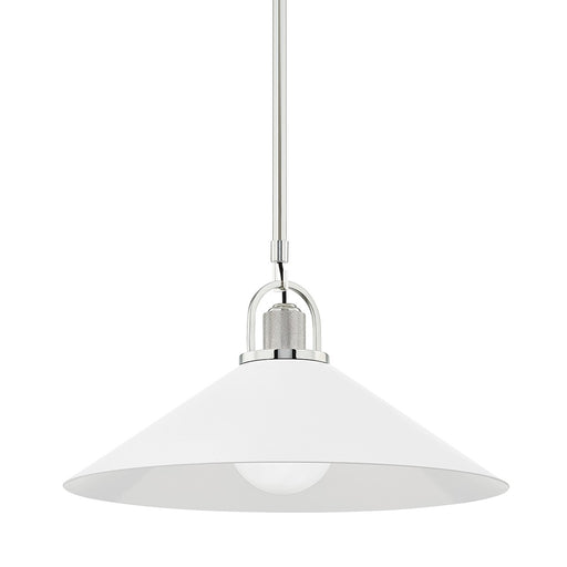 Hudson Valley 2620-PN/WH Syosset One Light Pendant, Polished Nickel/White Main Image.jpg