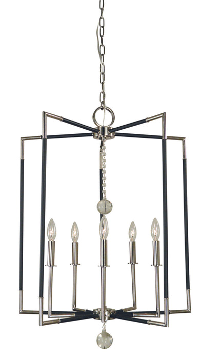 Framburg 5042 PN/MBLACK Felicity Five Light Chandelier, Polished Nickel with Matte Black Accents Main Image.jpg