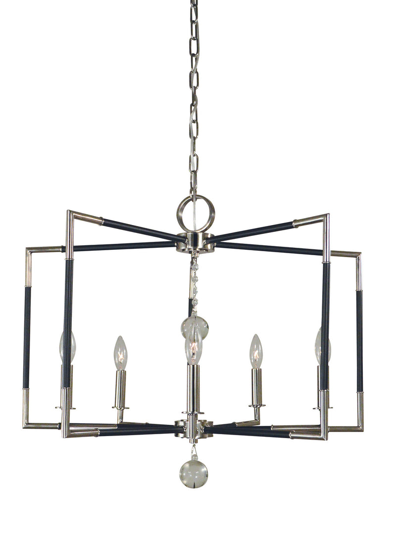 Framburg 5046 PN/MBLACK Felicity Five Light Chandelier, Polished Nickel with Matte Black Accents Main Image.jpg