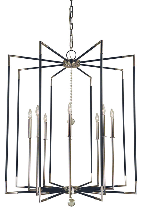 Framburg 5048 PN/MBLACK Felicity Eight Light Foyer Chandelier, Polished Nickel with Matte Black Accents Main Image.jpg