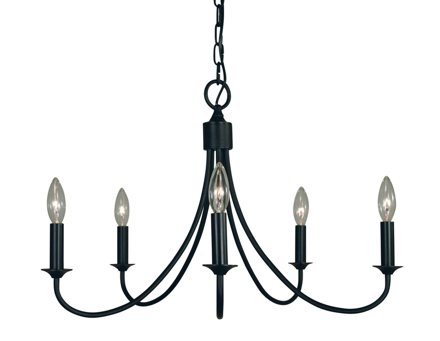 Framburg 1001 MBLACK Maisonette Five Light Chandelier, Matte Black Main Image.jpg