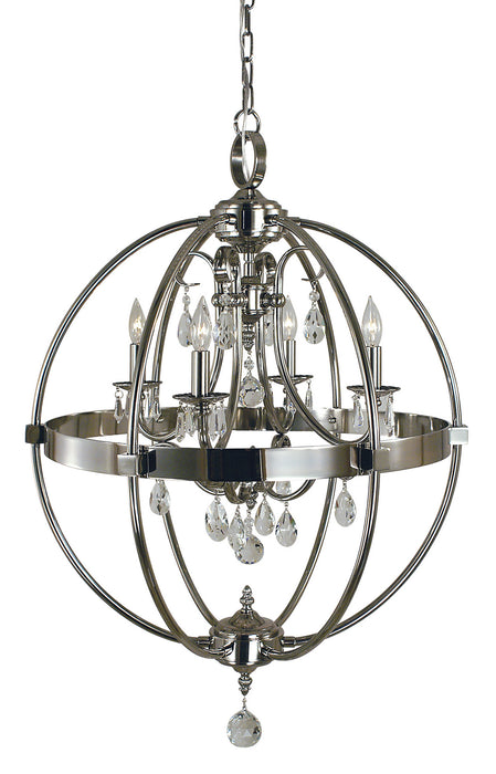 Framburg 1064 PN Compass Four Light Chandelier, Polished Nickel Main Image.jpg