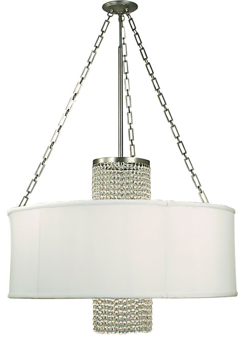 Framburg 1958 PS/SWH Angelique Four Light Chandelier, Polished Silver with White Sheer Shade Main Image.jpg