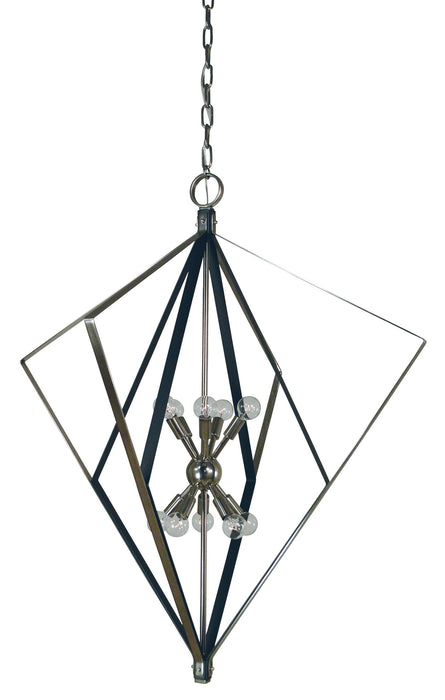 Framburg 3023 PN/MBLACK Zoe Ten Light Foyer Chandelier, Polished Nickel with Matte Black Accents Main Image.jpg