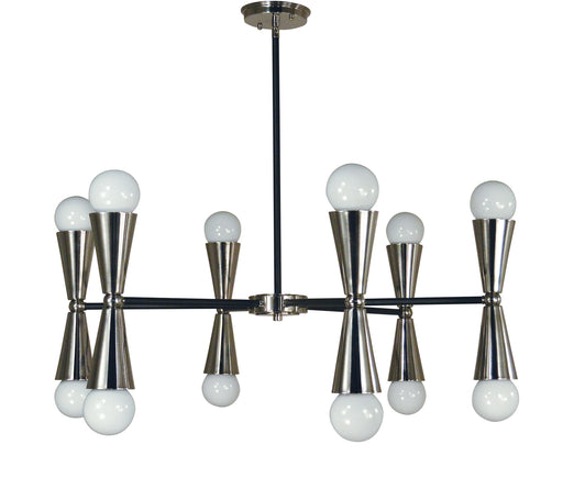 Framburg 3036 BN/MBLACK Equinox 12 Light Chandelier, Brushed Nickel with Matte Black Accents Main Image.jpg