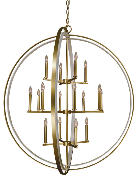 Framburg 4656 SB/SW Constellation 16 Light Foyer Chandelier, Satin Brass with Satin White Main Image.jpg