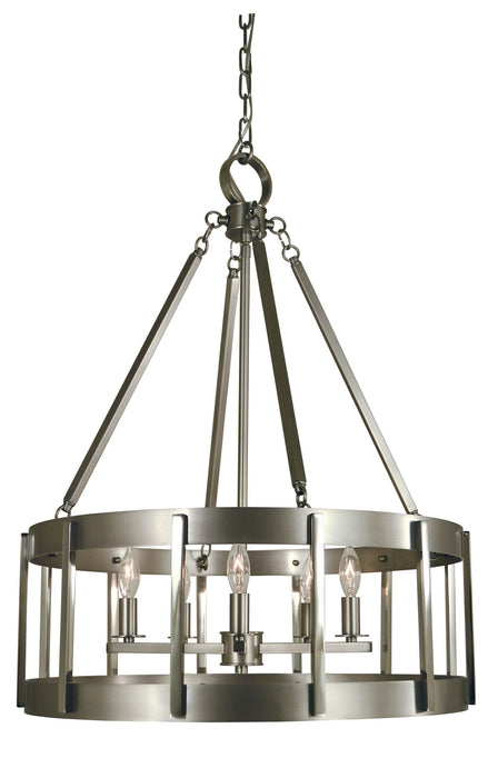 Framburg 4665 SP/PN Pantheon Five Light Chandelier, Satin Pewter with Polished Nickel Main Image.jpg