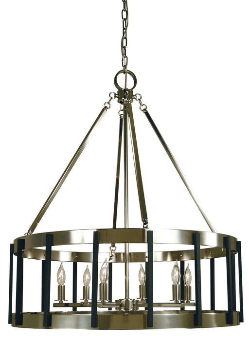 Framburg 4668 PN/MBLACK Pantheon Six Light Chandelier, Polished Nickel with Matte Black Main Image.jpg