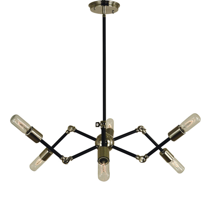 Framburg 4686 PN/MBLACK Felix Six Light Chandelier, Polished Nickel with Matte Black Main Image.jpg