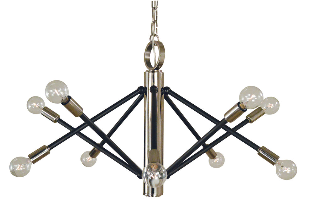 Framburg 4687 PN/MBLACK Felix Ten Light Chandelier, Polished Nickel with Matte Black Accents Main Image.jpg