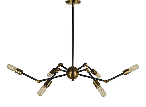 Framburg 4688 AB/MBLACK Felix Six Light Chandelier, Antique Brass with Matte Black Main Image.jpg