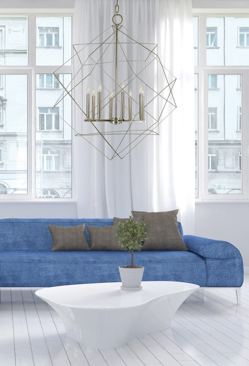 Framburg 4708 SP/PN Etoile Eight Light Foyer Chandelier, Satin Pewter with Polished Nickel Alternate Image.jpg