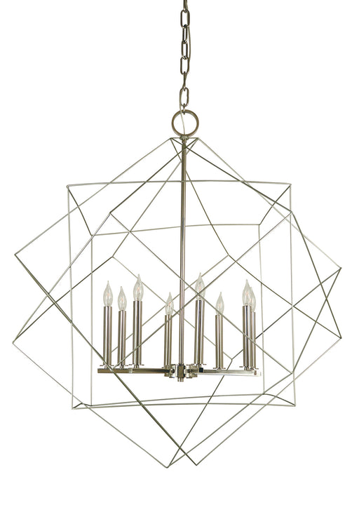 Framburg 4708 SP/PN Etoile Eight Light Foyer Chandelier, Satin Pewter with Polished Nickel Main Image.jpg