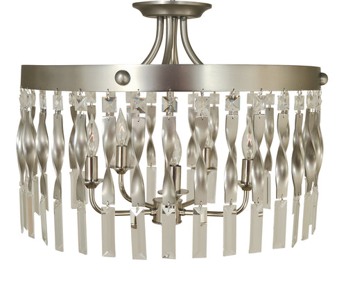 Framburg 4713 SP/PN Adele Five Light Flush / Semi-Flush Mount, Satin Pewter with Polished Nickel Main Image.jpg