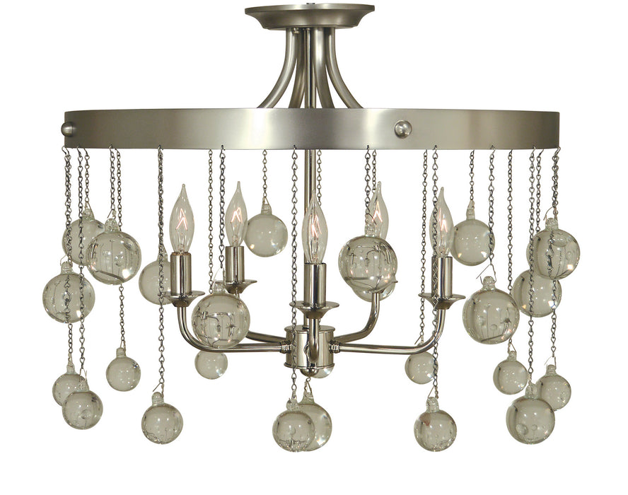 Framburg 4768 SP/PN Falling Stars Five Light Flush / Semi-Flush Mount, Satin Pewter with Polished Nickel Main Image.jpg