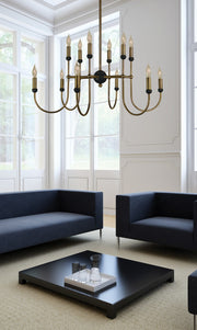 Framburg 4798 AB/MBLACK Nicole 12 Light Chandelier, Antique Brass with Matte Black Alternate Image.jpg