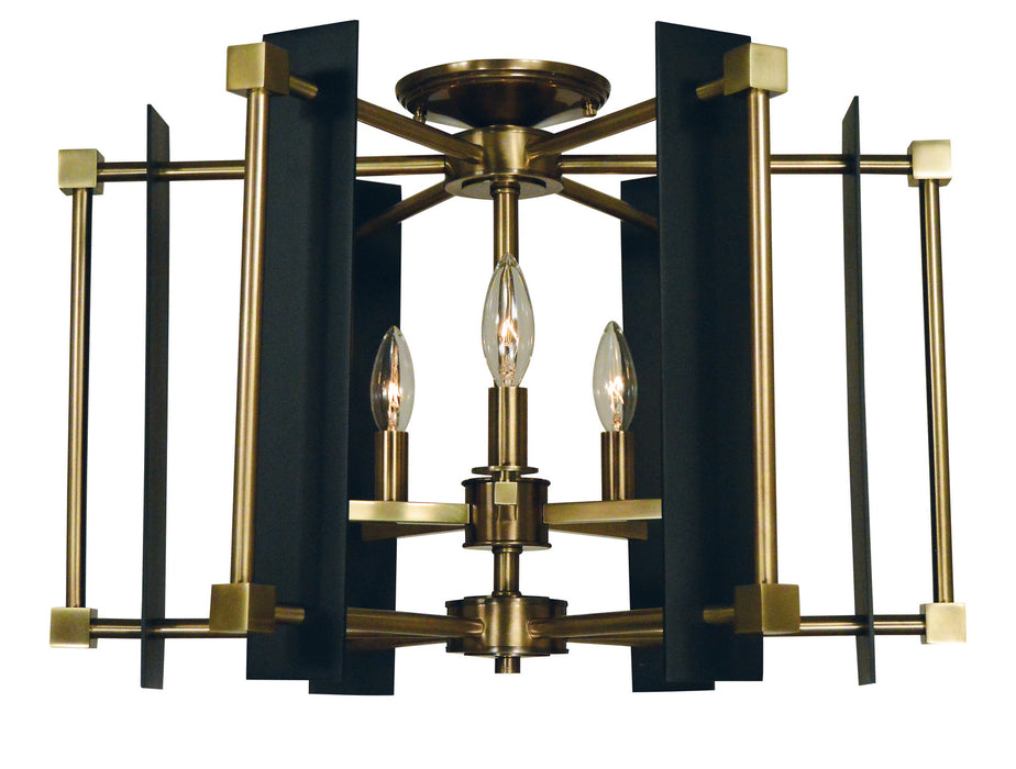 Framburg 4803 AB/MBLACK Louvre Five Light Flush / Semi-Flush Mount, Antique Brass with Matte Black Accents Main Image.jpg