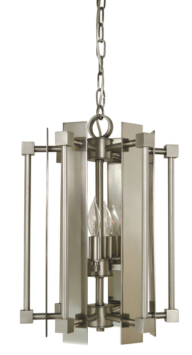 Framburg 4804 SP/PN Louvre Four Light Chandelier, Satin Pewter with Polished Nickel Main Image.jpg