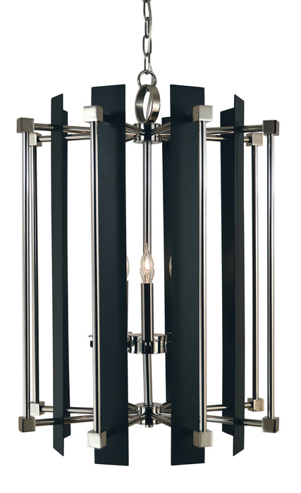 Framburg 4805 PN/MBLACK Louvre Five Light Foyer Chandelier, Polished Nickel with Matte Black Main Image.jpg