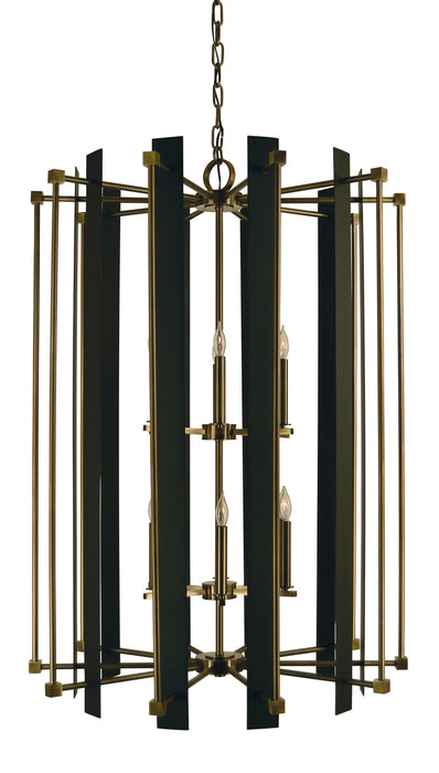 Framburg 4806 AB/MBLACK Louvre 12 Light Foyer Chandelier, Antique Brass with Matte Black Main Image.jpg