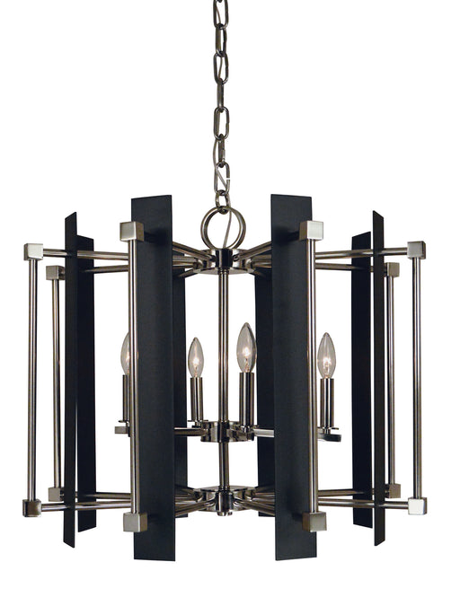 Framburg 4807 PN/MBLACK Louvre Six Light Chandelier, Polished Nickel with Matte Black Accents Main Image.jpg