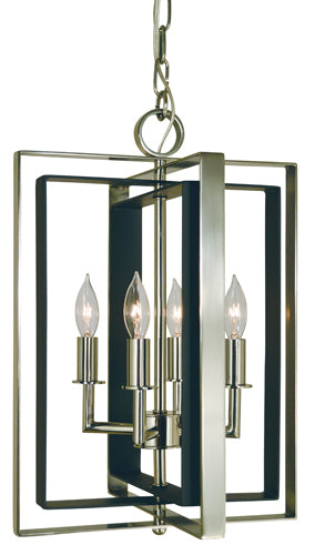 Framburg 4860 PN/MBLACK Symmetry Four Light Chandelier, Polished Nickel with Matte Black Main Image.jpg