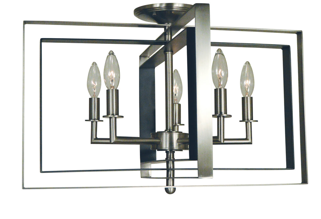 Framburg 4862 BN/MBLACK Symmetry Five Light Flush / Semi-Flush Mount, Brushed Nickel with Matte Black Accents Main Image.jpg