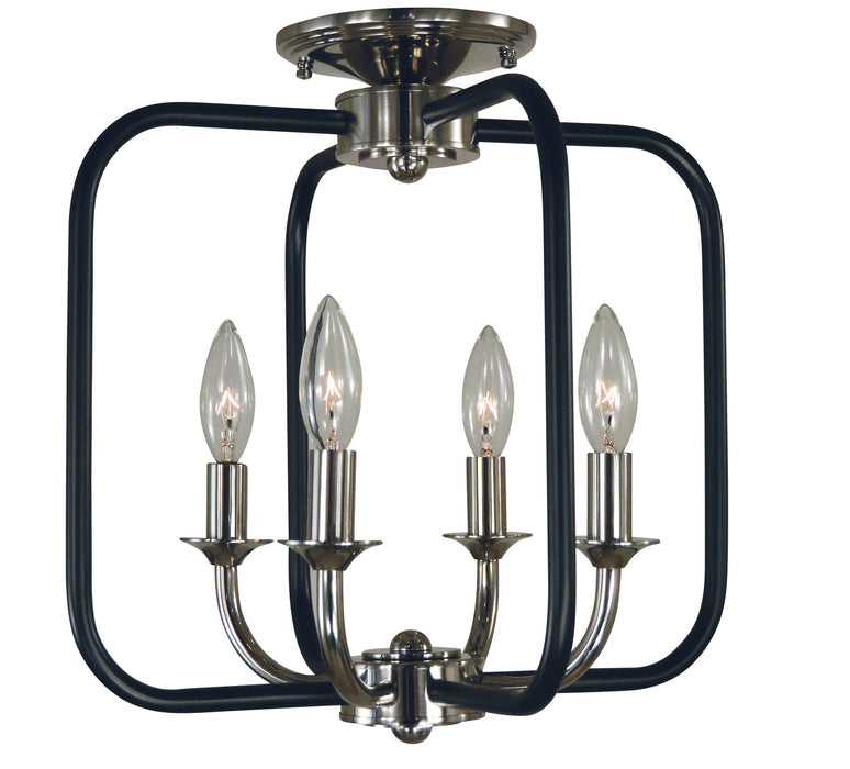 Framburg 4911 PN/MBLACK Boulevard Four Light Flush / Semi-Flush Mount, Polished Nickel with Matte Black Accents Main Image.jpg