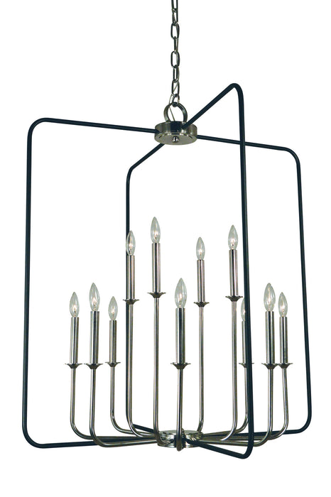 Framburg 4912 PN/MBLACK Boulevard 12 Light Chandelier, Polished Nickel with Matte Black Accents Main Image.jpg