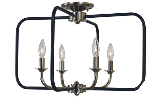 Framburg 4913 PN/MBLACK Boulevard Four Light Flush / Semi-Flush Mount, Polished Nickel with Matte Black Accents Main Image.jpg