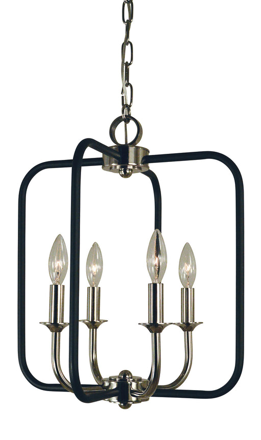 Framburg 4914 PN/MBLACK Boulevard Four Light Chandelier, Polished Nickel with Matte Black Accents Main Image.jpg