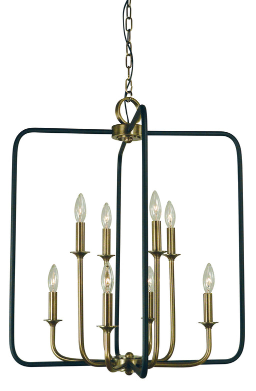 Framburg 4918 AB/MBLACK Boulevard Four Light Chandelier, Antique Brass with Matte Black Accents Main Image.jpg