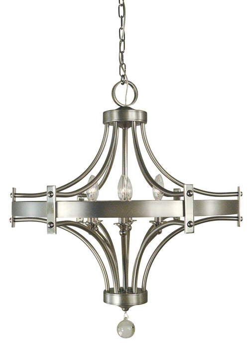 Framburg 4920 SP/PN Regent Six Light Chandelier, Satin Pewter with Polished Nickel Accents Main Image.jpg