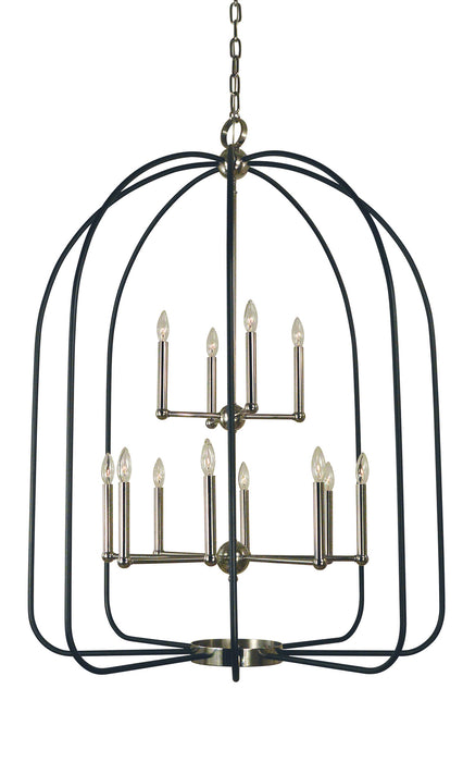 Framburg 4932 PN/MBLACK Boulevard 12 Light Chandelier, Polished Nickel with Matte Black Accents Main Image.jpg