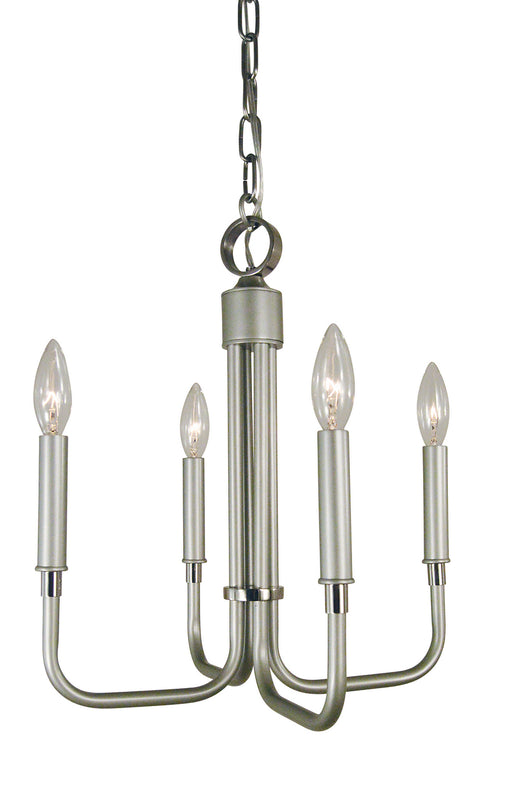 Framburg 4954 SP/PN Lara Four Light Chandelier, Satin Pewter with Polished Nickel Accents Main Image.jpg