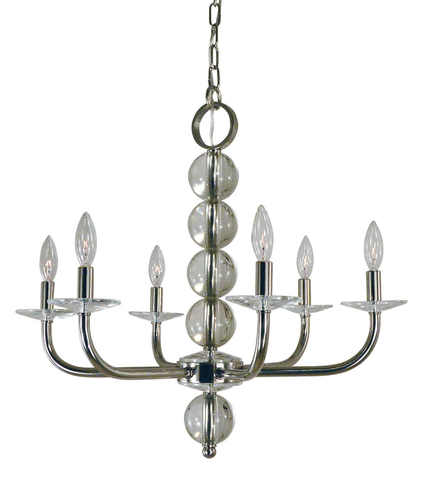 Framburg 4966 PN Glamour Six Light Chandelier, Polished Nickel Main Image.jpg